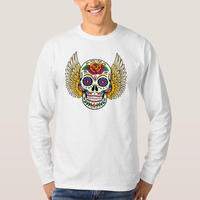 Camiseta T-Shirt De Crânio De Candy Winged (Frente)