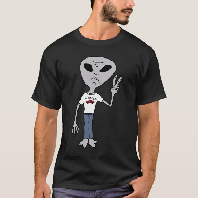 Camiseta T-Shirt de Crença de alienígena (Frente)