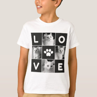Camiseta T-Shirt de Crianças de Colagem de Fotos de Gato de