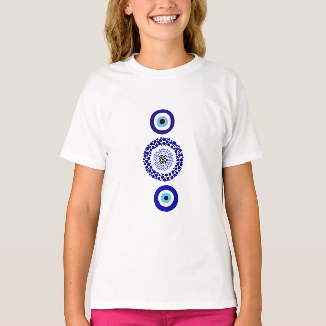 Camiseta T-Shirt De Crianças De Proteção Ocular Azul (Frente)