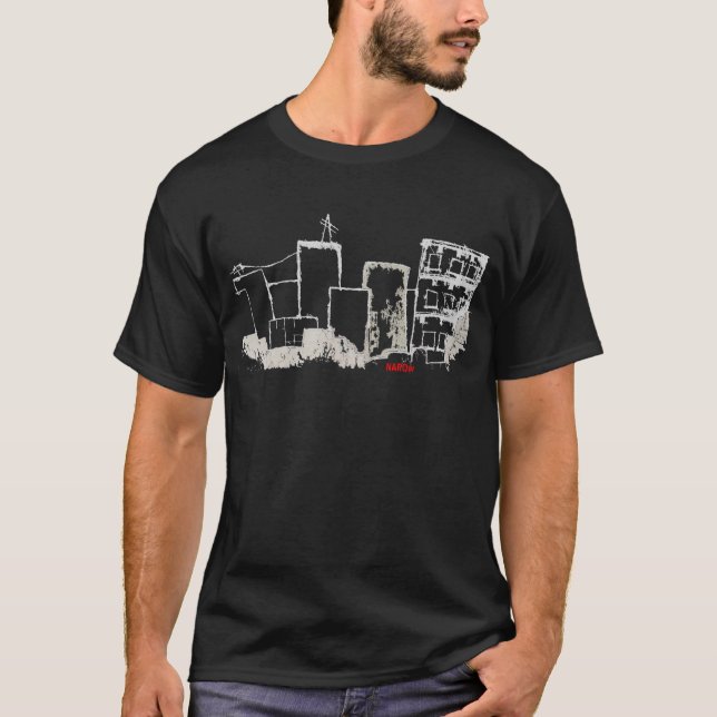Camiseta T-shirt de Crumbletown (branco no preto) (Frente)