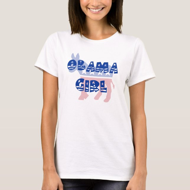Camiseta T-shirt de Democrata da menina de Obama (Frente)