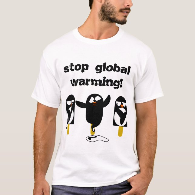 Camiseta t-shirt de derretimento do pinguim do gelo contra (Frente)