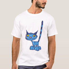 Camiseta T-shirt de desenho de Gatinho azul-branca e Legal