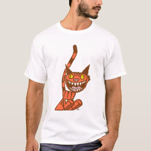Camiseta T-shirt de desenho do Gatinho Laranja Sorridente