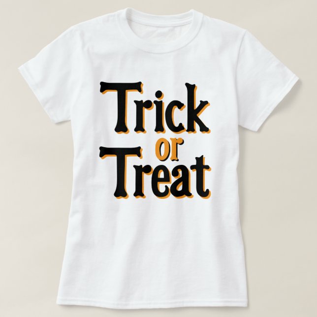 Camiseta T-shirt de design de Halloween de Truque ou Tratar (Frente do Design)
