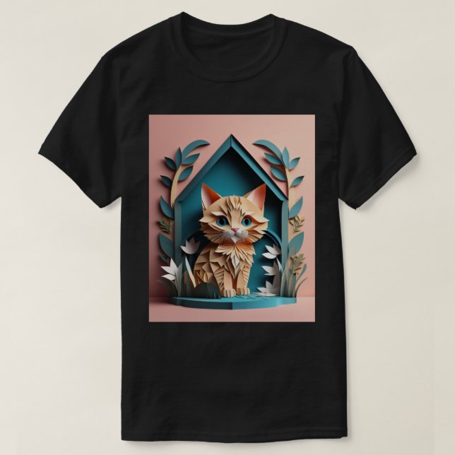 Camiseta T-shirt de Design de Kitten de Art. 3D (Frente do Design)