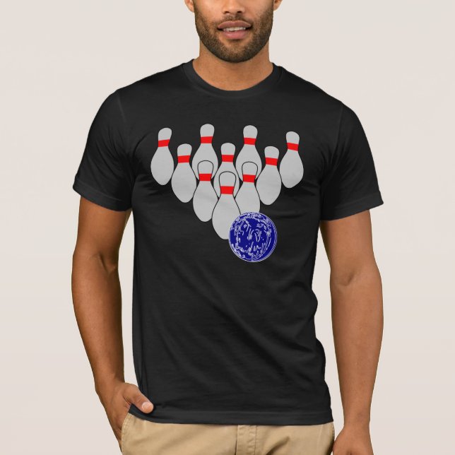 Camiseta T-shirt de dez homens da boliche do Pin (Frente)