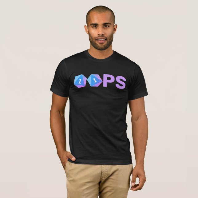 Camiseta T-Shirt De Dice De Jogos De Oops (Frente Completa)
