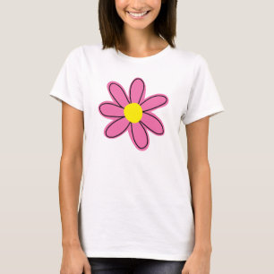 Camiseta T-Shirt de Flor Cor-de-Rosa Bonita