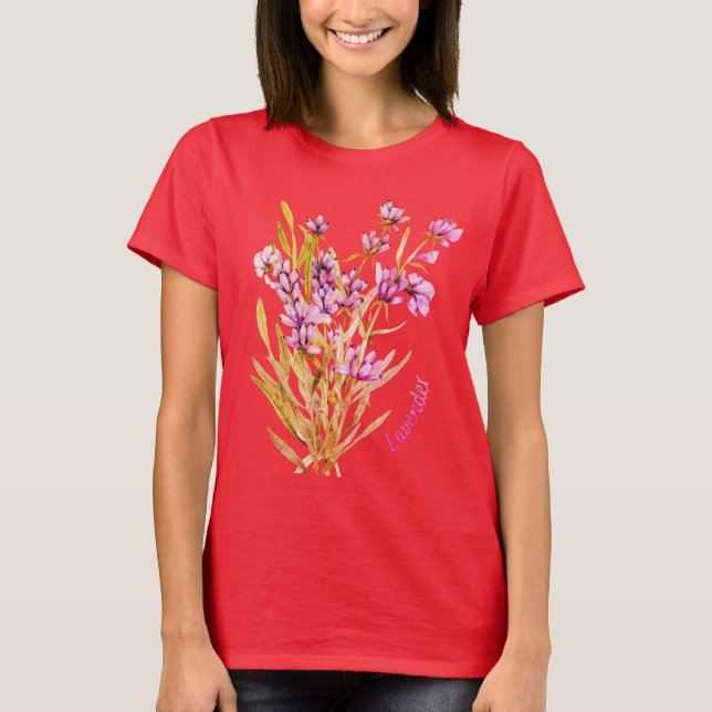Camiseta T-shirt de flor selvagem lavanda (Frente)