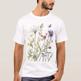 Camiseta T-Shirt de Flor Selvagem Minimalista