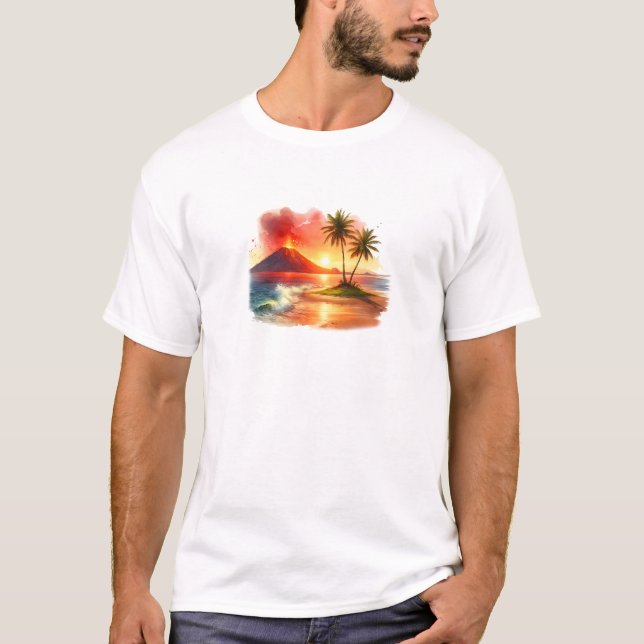 Camiseta T-Shirt de Folha Curta Colorida Sunset (Frente)