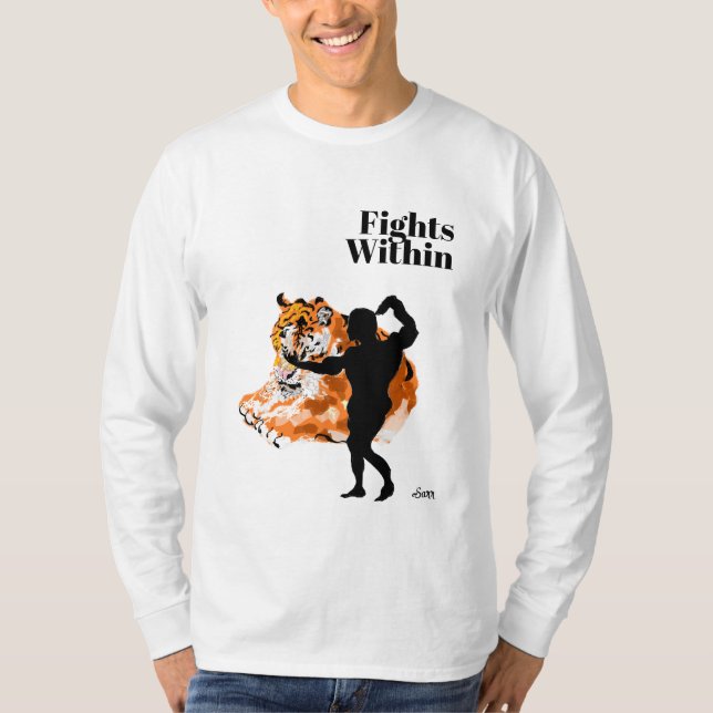 Camiseta T-Shirt De Folha Longa Básica : Luta Dentro (Frente)