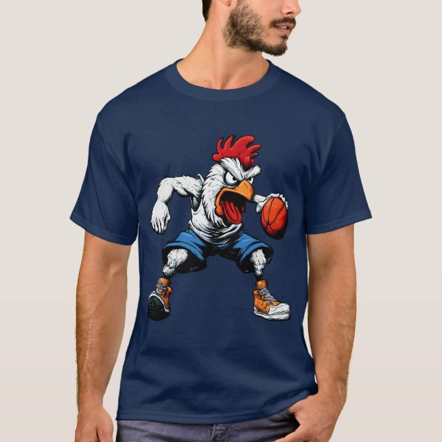 Camiseta T-Shirt de frango de basquete (Frente)