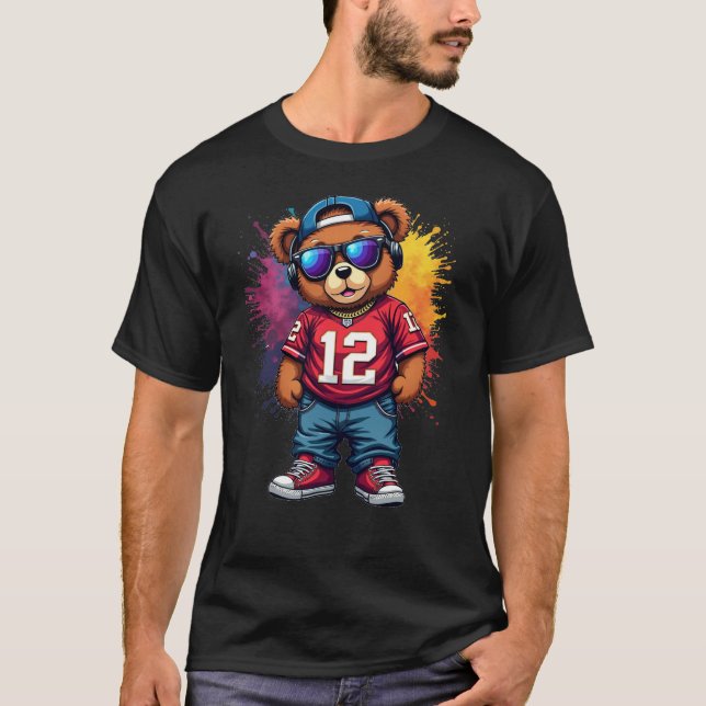 Camiseta T-Shirt De Futebol Do Urso De Teddy Do Corvo (Frente)