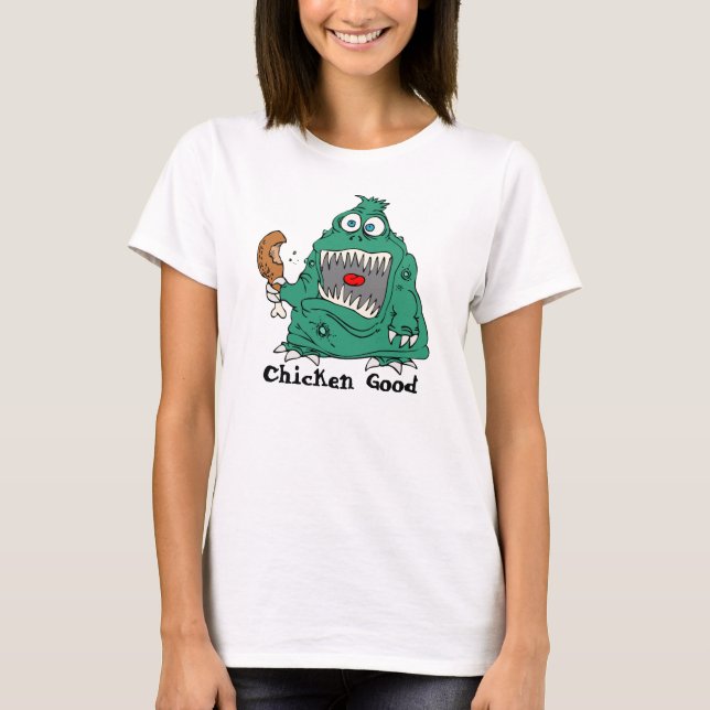 Camiseta T-Shirt De Galinha Fritada Por Monstro (Frente)