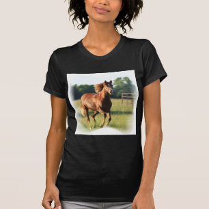 Camiseta T-shirt de galope das senhoras do cavalo da