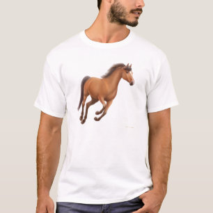 Camiseta T-shirt de galope do cavalo de baía