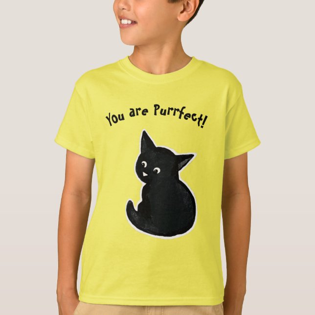 Camiseta T-Shirt de gatinho negro (Frente)
