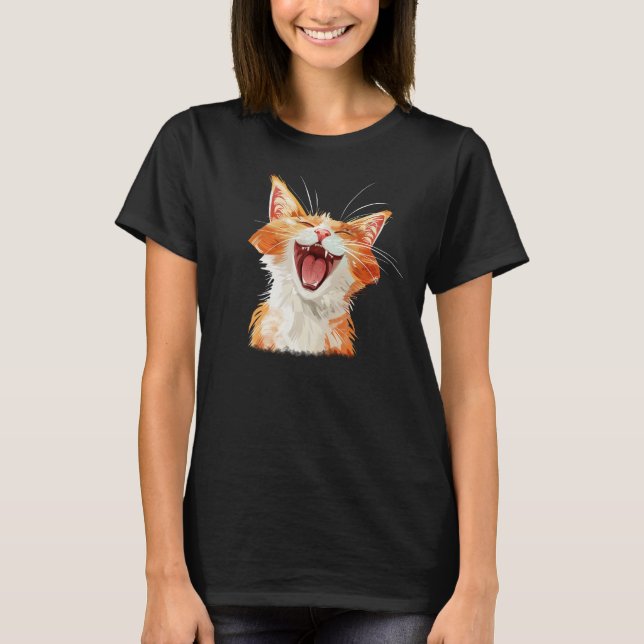 Camiseta T-shirt de gato a rir (Frente)
