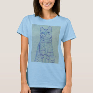 Camiseta T-Shirt de Gato Azul Claro