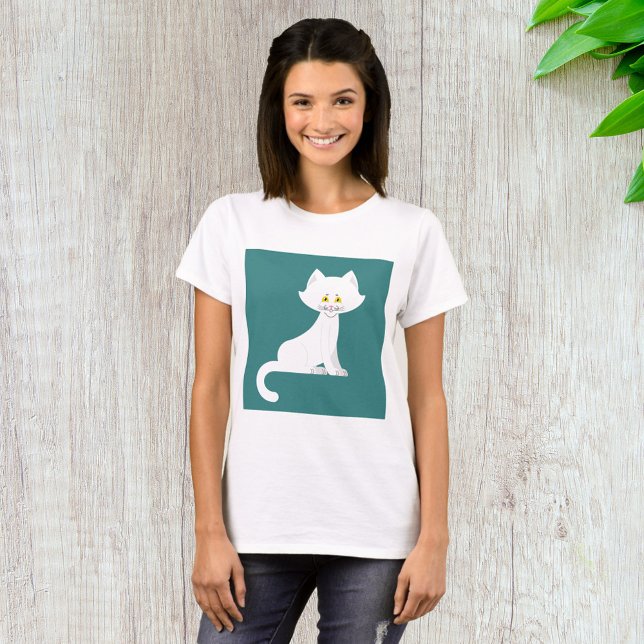 Camiseta T-Shirt de Gato Branco (Criador carregado)