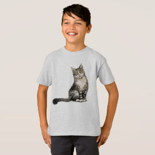 Camiseta T-Shirt de gato de cabelo longo