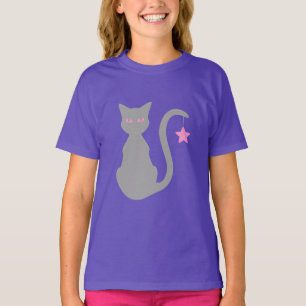 Camiseta T-Shirt De Gato De Cinza (Criança)
