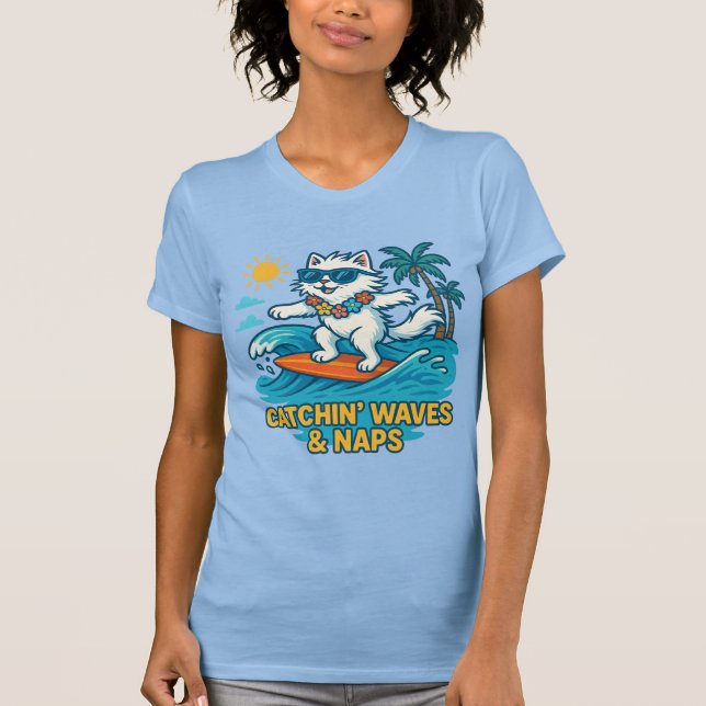 Camiseta T-Shirt de Gato de Surf legal - Para amantes de Ga (Frente)