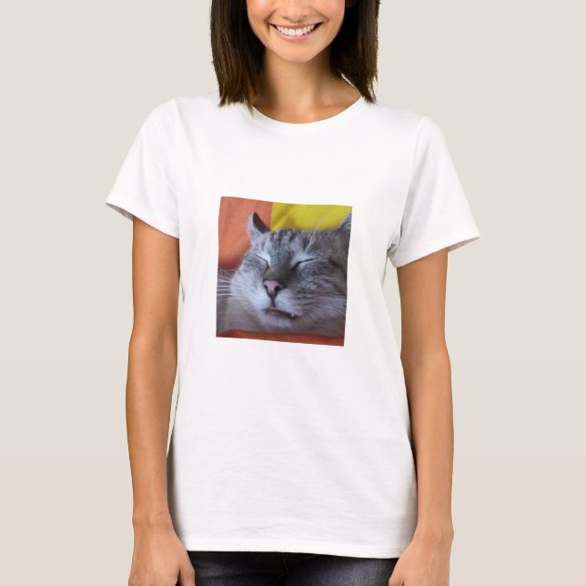 Camiseta T-Shirt de Gato Engraçado (Frente)