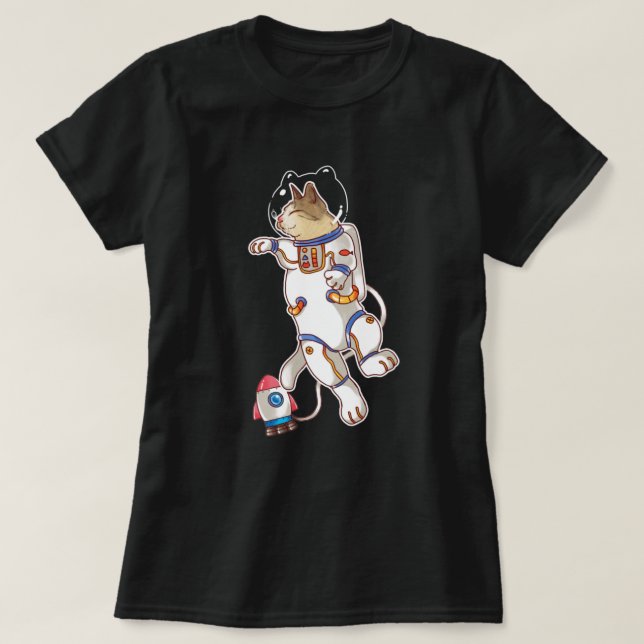 Camiseta T-Shirt de Gato Espacial (Frente do Design)