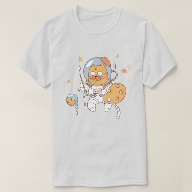 Camiseta T-Shirt de Gato Espacial (Frente do Design)