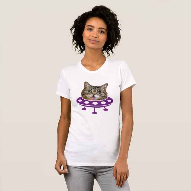 Camiseta T-Shirt de Gato Espacial (Frente Completa)