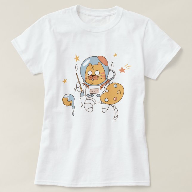 Camiseta T-Shirt de Gato Espacial (Frente do Design)