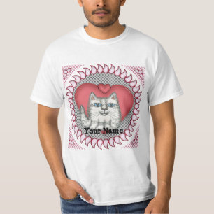 Camiseta T-Shirt de Gato Gordo do Coração