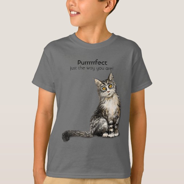 Camiseta T-Shirt de gato peludo (Frente)