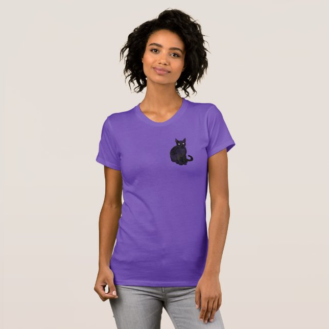 Camiseta T-Shirt de gato preto (Frente Completa)
