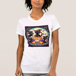 Camiseta T-Shirt de Gatos de Halloween