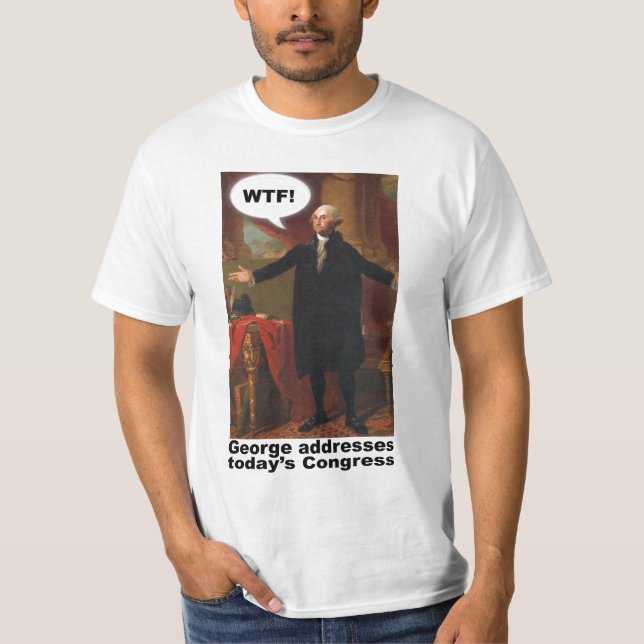 Camiseta T-shirt de George Washington WTF (com subtítulo) (Frente)