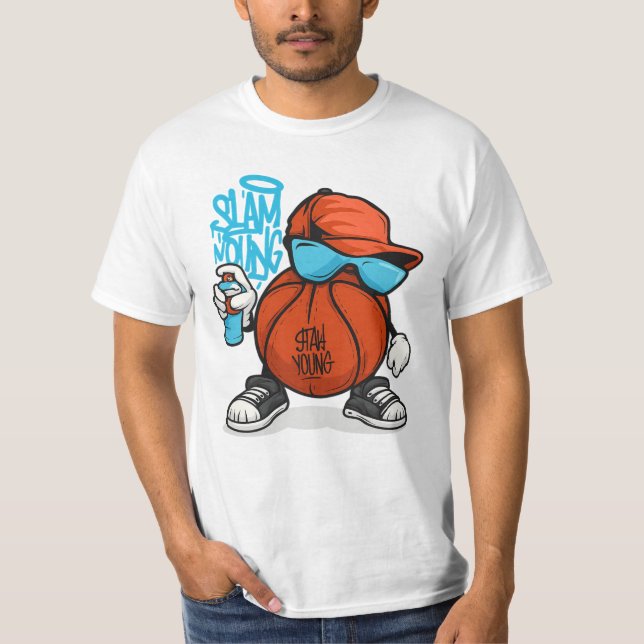 Camiseta T-Shirt de Grafite de Basquete legal Slam Dunk (Frente)