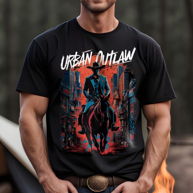 Camiseta T-Shirt de Grafite de cowboy urbano | Roupa de Rua (urban outlaw t-shirt)
