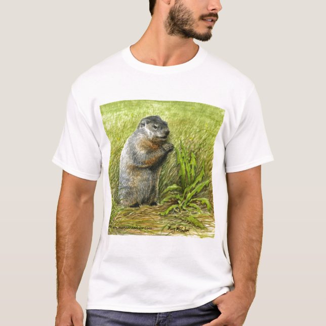 Camiseta T-shirt de Groundhog (vista ascendente próxima) (Frente)