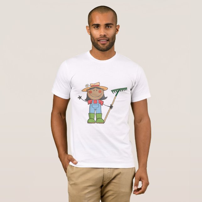 Camiseta T-shirt de jardinagem dos homens da menina (Frente Completa)