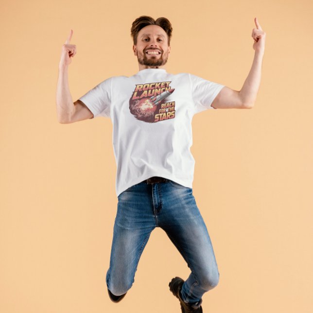 Camiseta T-Shirt de Lançamento de Foguete Vivo e Negrito (Criador carregado)