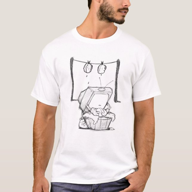 Camiseta T-shirt de lavagem dos homens do cérebro da tevê (Frente)