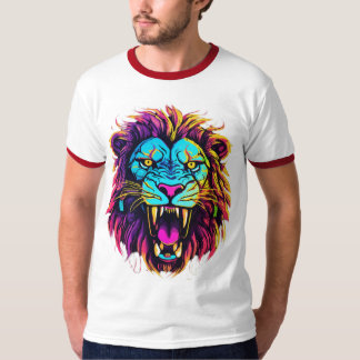 Camiseta T-Shirt de Leão Geométrico - Design Negrito e Vibr