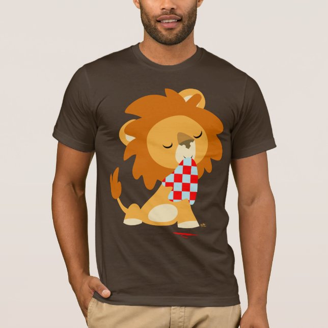 Camiseta T-shirt de leão satificada em cartoon (Frente)