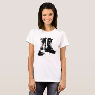 Camiseta T-shirt de Licker da bota das mulheres