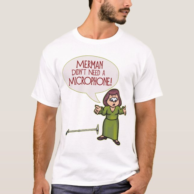 Camiseta T-shirt de Lite dos homens do Merman/microfone (Frente)